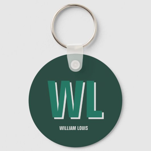 Minimalist Emerald Green Personalized Monogram Sleutelhanger (Voorkant)