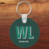 Minimalist Emerald Green Personalized Monogram  Sleutelhanger (Voorkant)