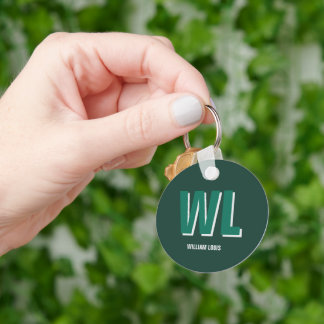 Minimalist Emerald Green Personalized Monogram  Sleutelhanger