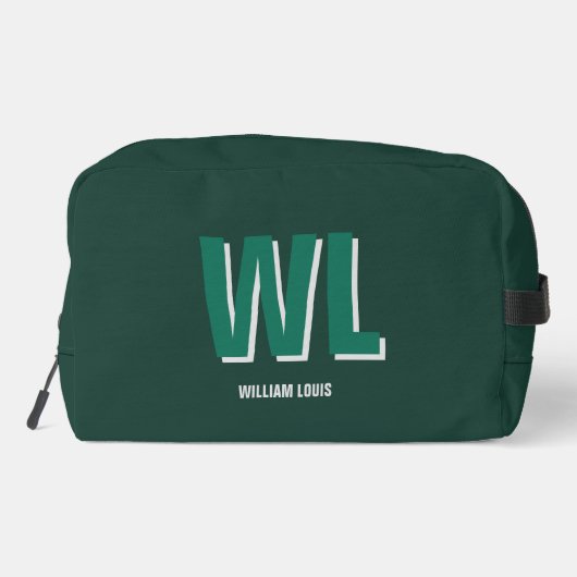 Minimalist Emerald Green Personalized Monogram Toilettasje (Achterkant)