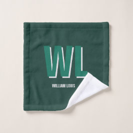 Minimalist Emerald Green Personalized Monogram  Washandje