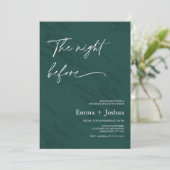 Minimalist Emerald Green Photo Rehearsal Dinner Kaart (Staand voorkant)