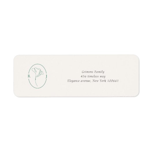 Minimalist Emerald Monogram Wedding Address Label (Voorkant)