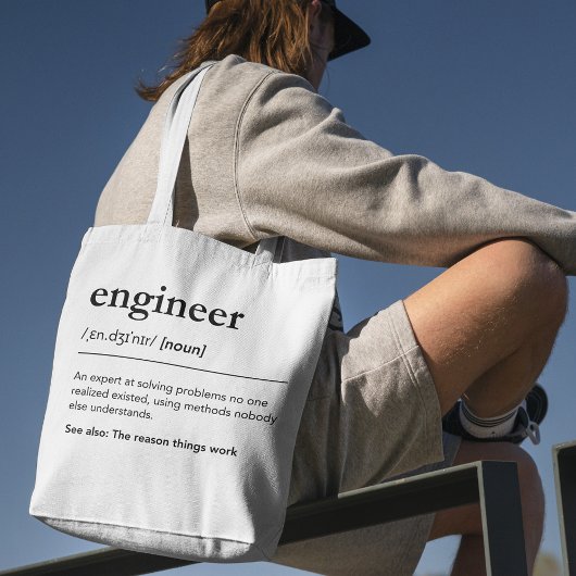 Minimalist Engineer Dictionary definitie Grappig Tote Bag