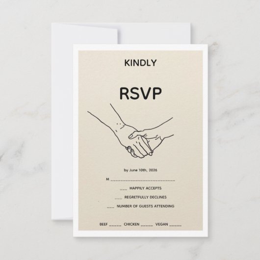 Minimalist Eternal Bond Line Art Wedding RSVP Card (Devant)