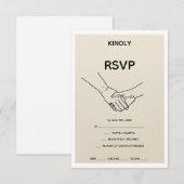 Minimalist Eternal Bond Line Art Wedding RSVP Card (Devant / Derrière)