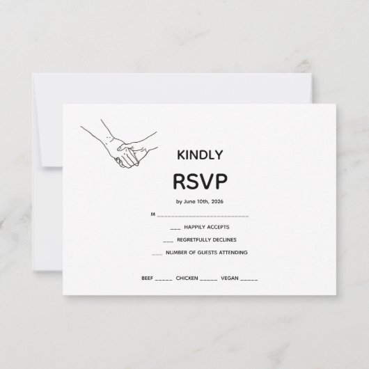 Minimalist Eternal Bond Line Art Wedding RSVP Card (Dos)