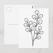 Minimalist Eucalyptus Botanical Line Art Briefkaart (Voorkant / Achterkant)