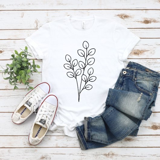 Minimalist Eucalyptus Botanical Line Art T-shirt
