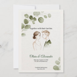 Minimalist Eucalyptus Greenery Wedding Invitation Kaart