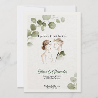Minimalist Eucalyptus Greenery Wedding Invitation Kaart