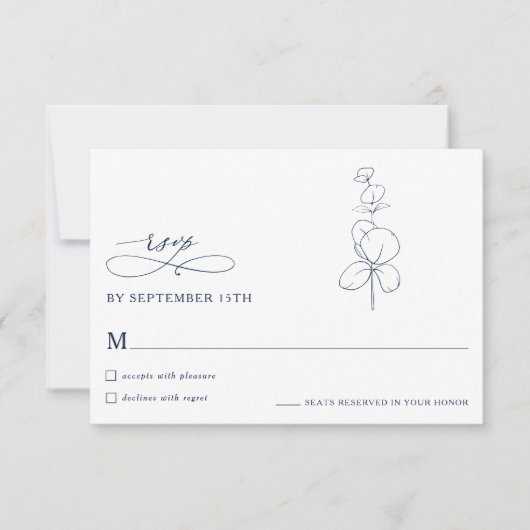 Minimalist Eucalyptus Spring  Wedding RSVP Cards (Voorkant)