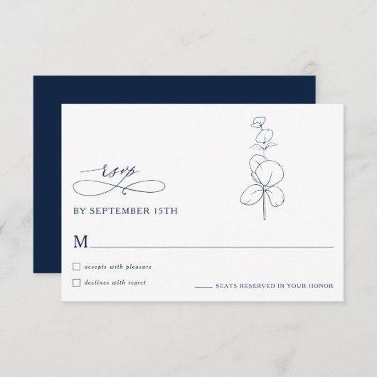 Minimalist Eucalyptus Spring  Wedding RSVP Cards (Devant / Derrière)