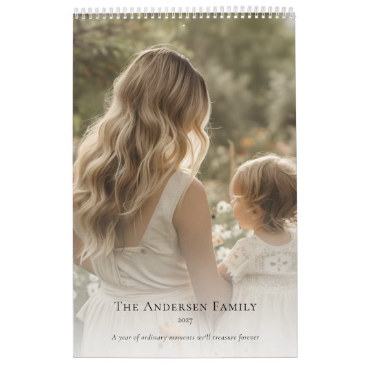Minimalist Family Photo Personalized Wall Kalender (Hoes)