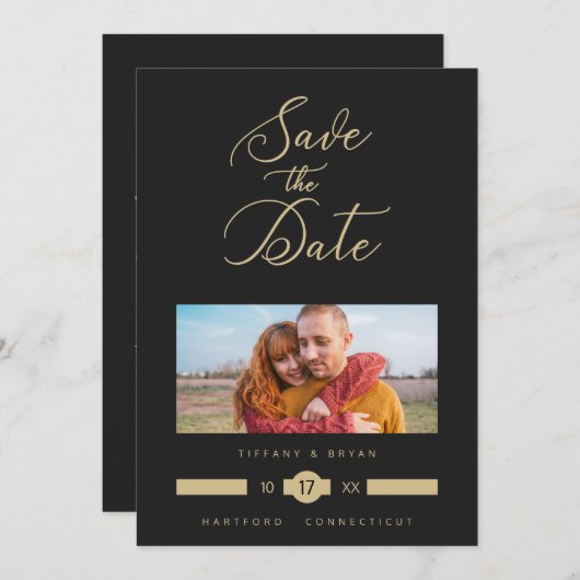 Minimalist Fancy Photo Golden Effect Typography (Voorkant / Achterkant)