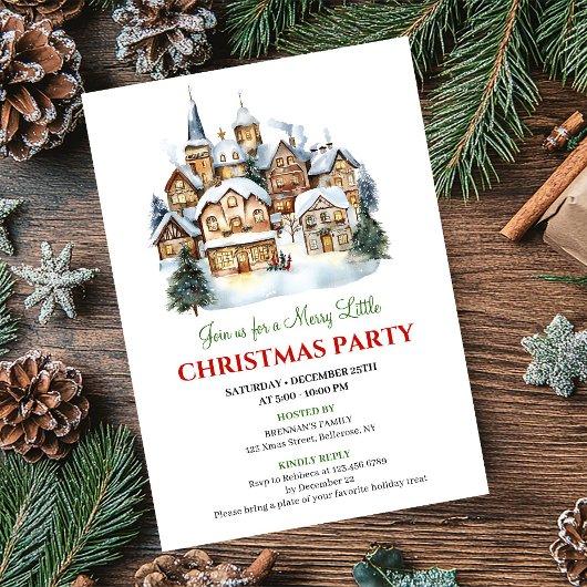 Minimalist festive city Christmas party invitation