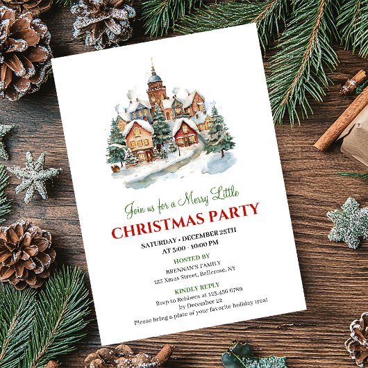 Minimalist festive city Christmas party invitation
