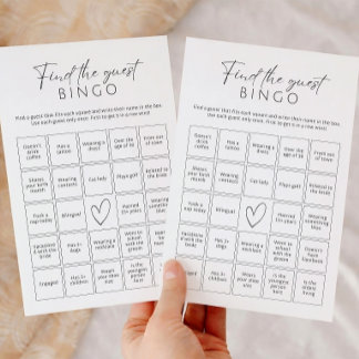 Minimalist Find The Guest Bingo Bridal Shower Game