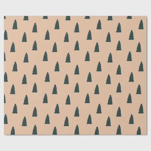 Minimalist fir tree pattern with beige background cadeaupapier (Vlak)