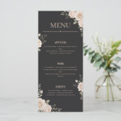 Minimalist Floral Black Restaurant Or Wedding Menu (Debout devant)