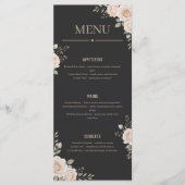 Minimalist Floral Black Restaurant Or Wedding Menu (Devant)
