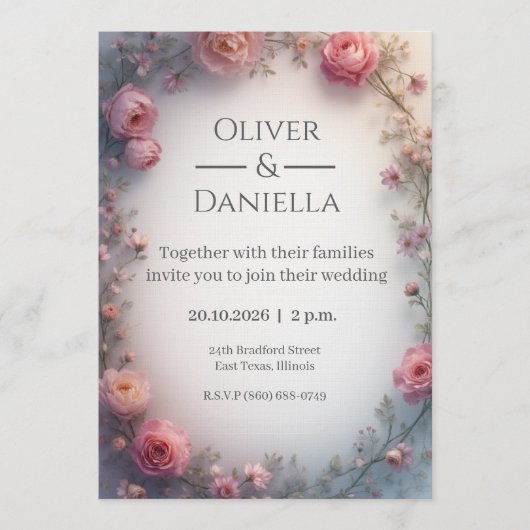 Minimalist Floral Christian Wedding Invitation (Devant)