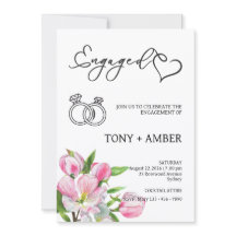 Minimalist Floral Engagement Invitation