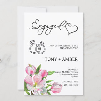 Minimalist Floral Engagement Invitation