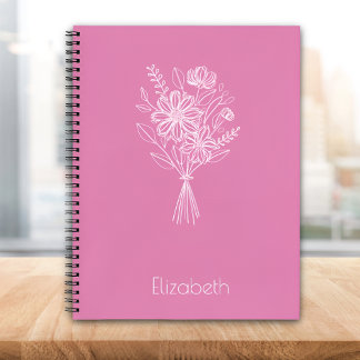 Minimalist Floral Line Art Notebook – Soft Pink Notitieboek