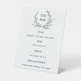 Minimalist Floral Line Art Open Bar Menu Reclamebord Met Voetstuk