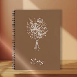 Minimalist Floral Notebook – Personalized Name Notitieboek
