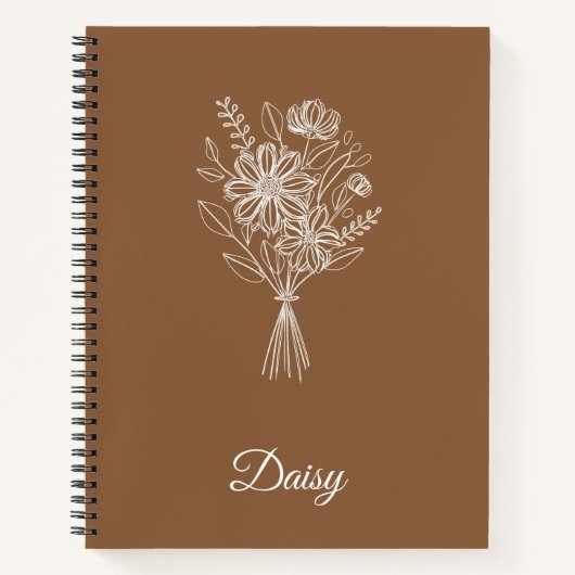 Minimalist Floral Notebook – Personalized Name  Notitieboek (Voorkant)