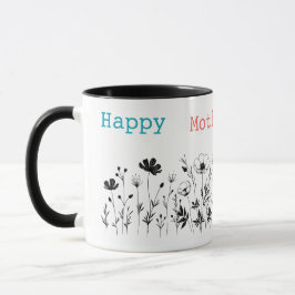 Minimalist Floral Outline Mother’s Day Mug with He Mok