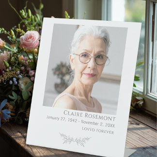 Minimalist Floral Photo Funeral Pedestal Sign Reclamebord Met Voetstuk