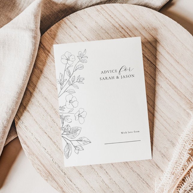 Minimalist Floral Wedding Advice Card (Creator heeft geüpload)