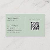 Minimalist Foliage on Sage Green with QR Code Visitekaartje (Achterkant)