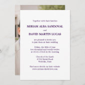 Minimalist Formal Purple Text Wedding Invitation (Devant / Derrière)