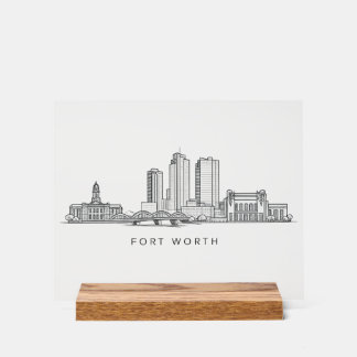 Minimalist Fort Worth Skyline Line Art Acryl Bord
