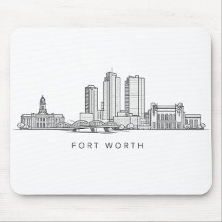 Minimalist Fort Worth Skyline Line Art Muismat