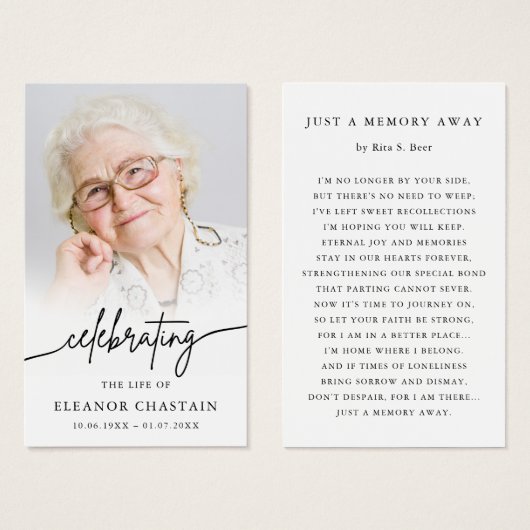Minimalist Funeral Memorial Prayer Photo Cards (Devant & derrière)