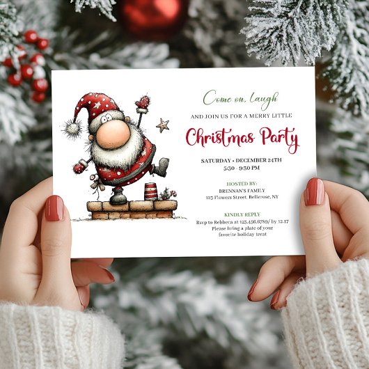 Minimalist funny Santa Christmas party invitation
