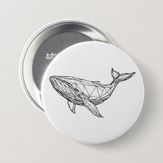 Minimalist Geometric Whale Button (Voorkant /achterkant)
