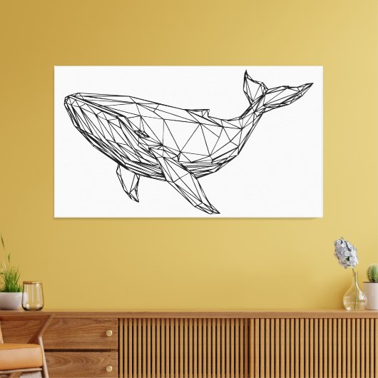 Minimalist Geometric Whale Canvas Wall Art (Insitu (Woonkamer))