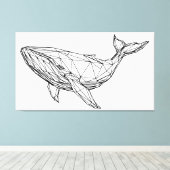 Minimalist Geometric Whale Canvas Wall Art (Insitu (Houten vloer))