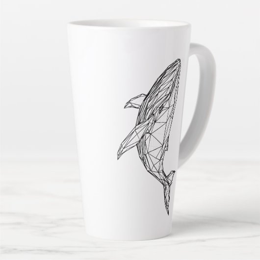 Minimalist Geometric Whale Mug Latte Mok (Rechterhoek)