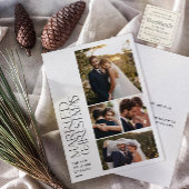 Minimalist getrouwde kerst Pas getrouwd 4 foto Feestdagenkaart