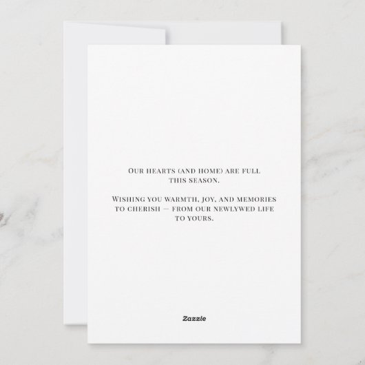 Minimalist getrouwde kerst Pas getrouwd 5 foto Feestdagenkaart (Achterkant)