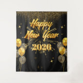 Minimalist Gold And Black New Year Backdrop Wandkleed (Voorkant)