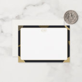Minimalist Gold & Black Border Monogram Note Card Notitiekaartje (Voorkant / Achterkant in situ)