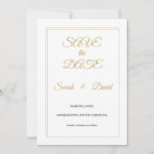 Minimalist Gold Border Save the Date Card (Devant)